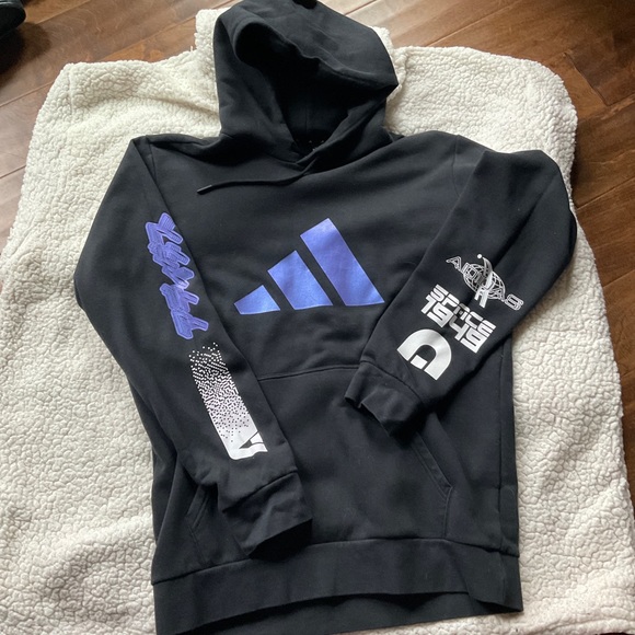 adidas 2020 SS Street Style Logo Hoodie Mens Sz Large.black - Picture 2 of 5